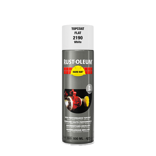 RUST-OLEUM Hard Hat 2100 Topmaling spray 500 ml 3 Lakspray2190-Hvid-Mat-Hard-Hat